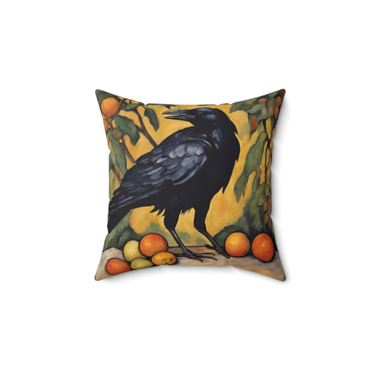 Crow Raven Art Faux Suede Square Throw Pillow for Couch Sofa Bed