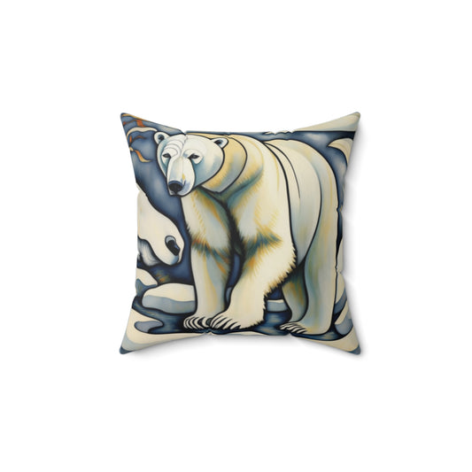 Polar Art Faux Suede Square Throw Pillow for Couch Sofa Bed