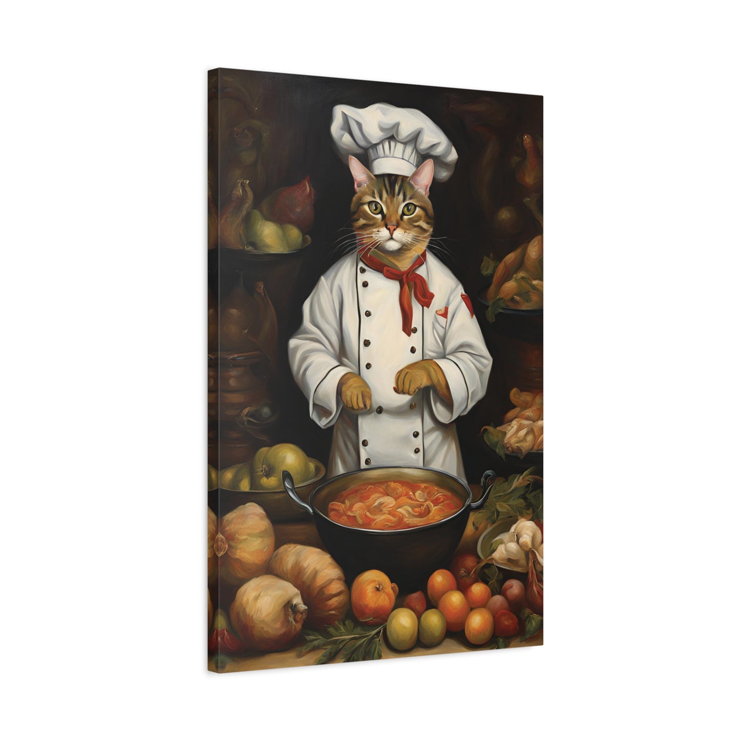 Cat Chef Art Canvas Print Wall Decor 20x30 Inch Ready To Hang Canvas 20″ x 30″ (Vertical) 1.25"