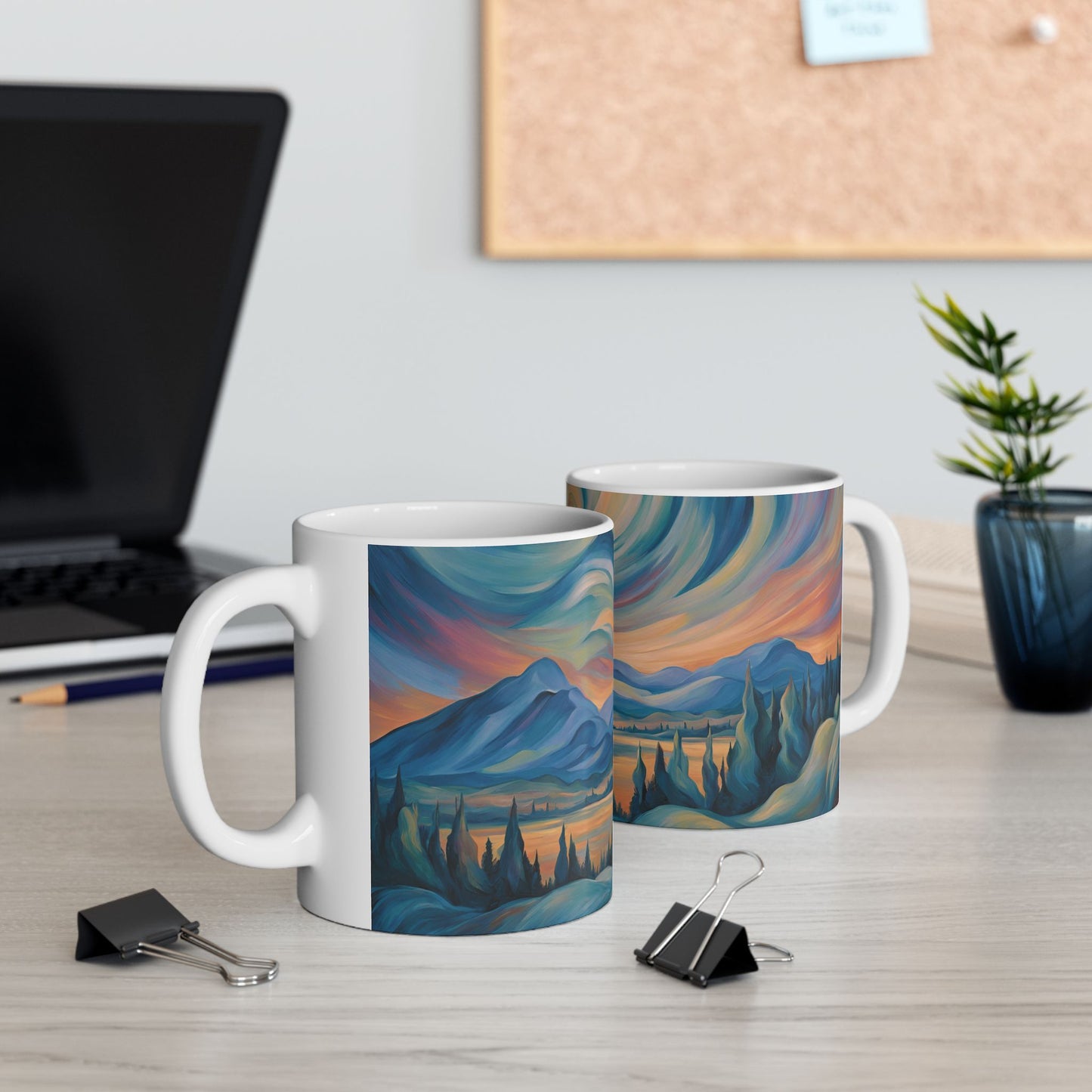 Northern Lights Coffee Mug 11oz Aurora Borealis Art Cup Mug