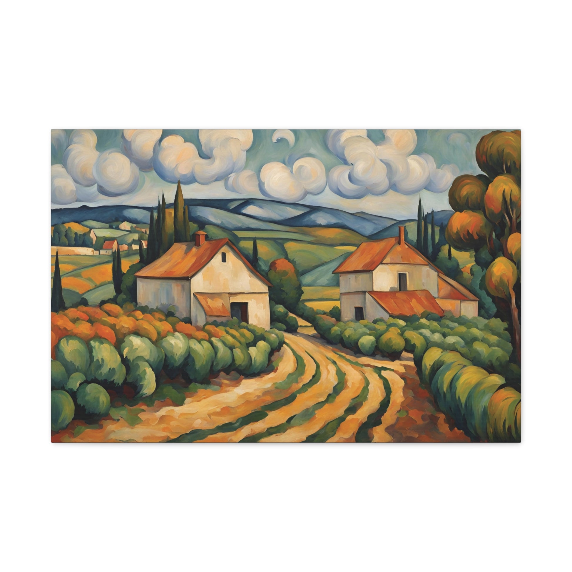 Farm Landscape Canvas Gallery Wrap 30x20 Inch Wall Art Canvas