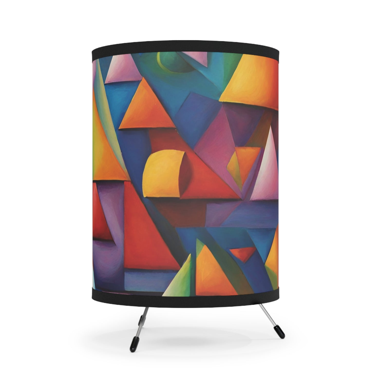 Abstract Triangles Art Tripod Table Lamp USCA Plug Home Decor