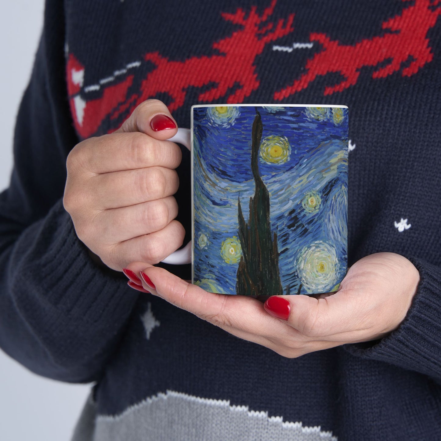 Starry Night Vincent Van Gogh Art Ceramic Coffee Mug 11oz 11oz Coffee Mugs Holiday Picks Home & Living Kitchen mug Mugs Sublimation White base Mug