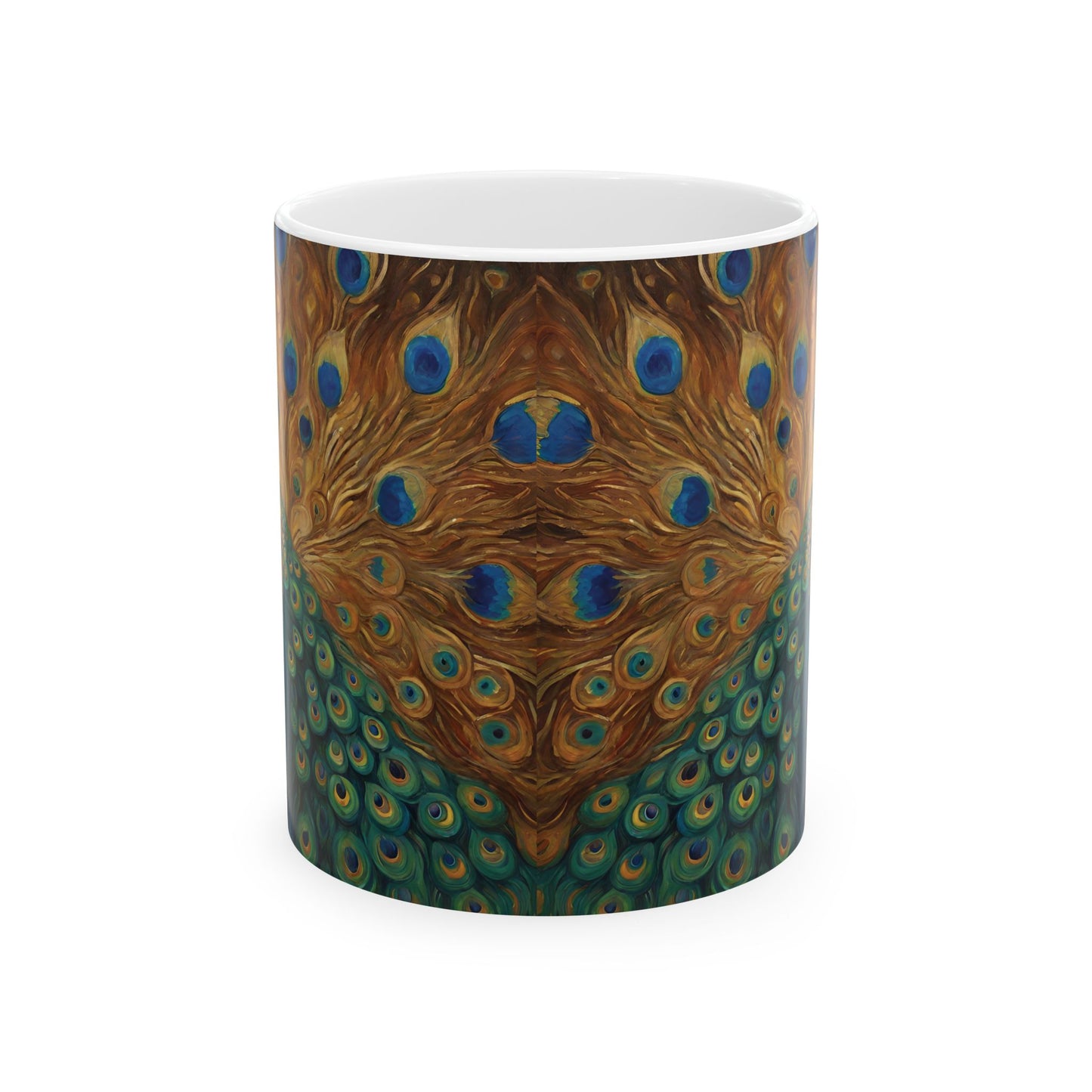 Peacock Art Ceramic Coffee Mug 11oz 11oz Coffee Mugs Holiday Picks Home & Living Kitchen mug Mugs Sublimation Valentine's Day Valentine's Day Picks White base Mug