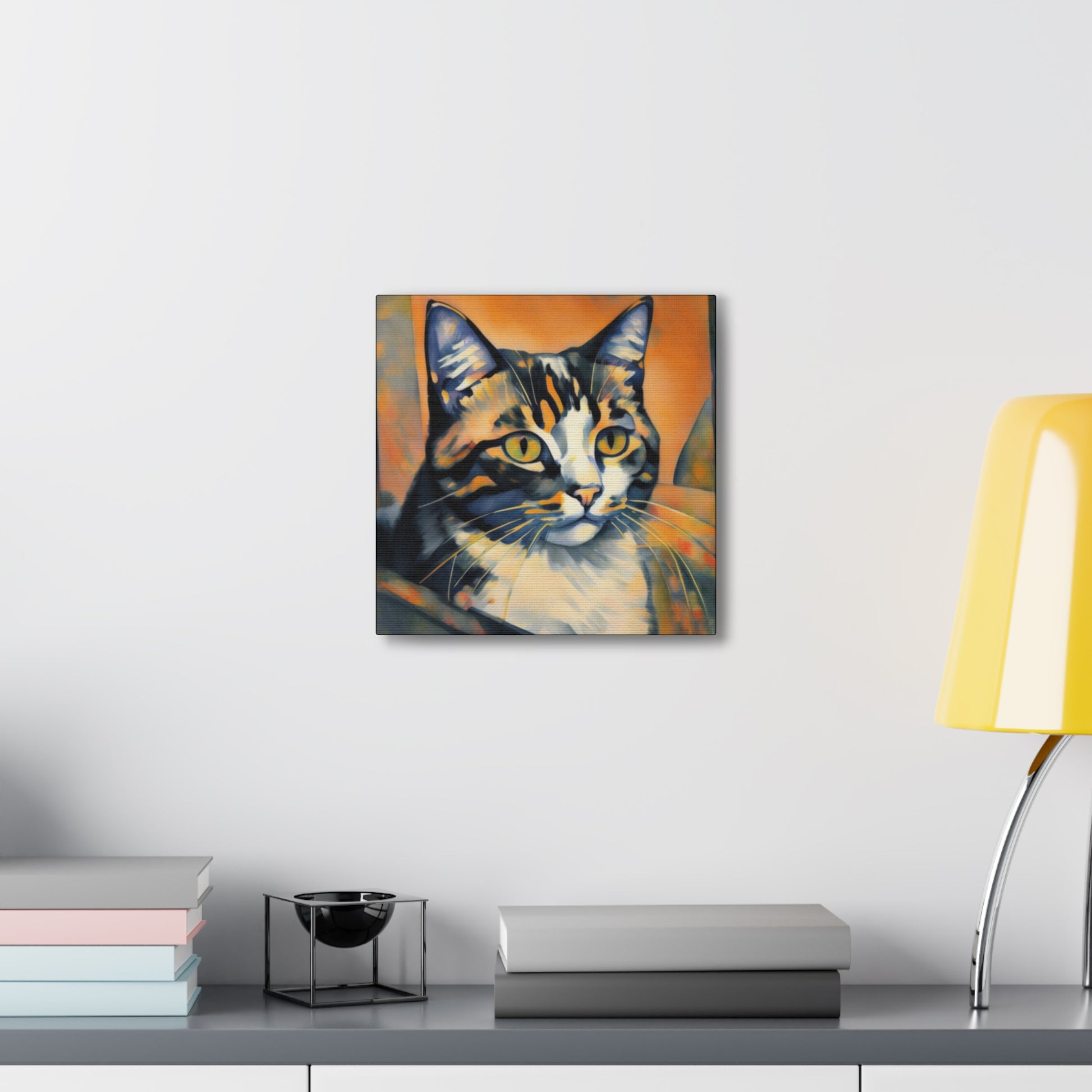 Cat Portrait Art Print Canvas Gallery Wrap 12x12 Inches