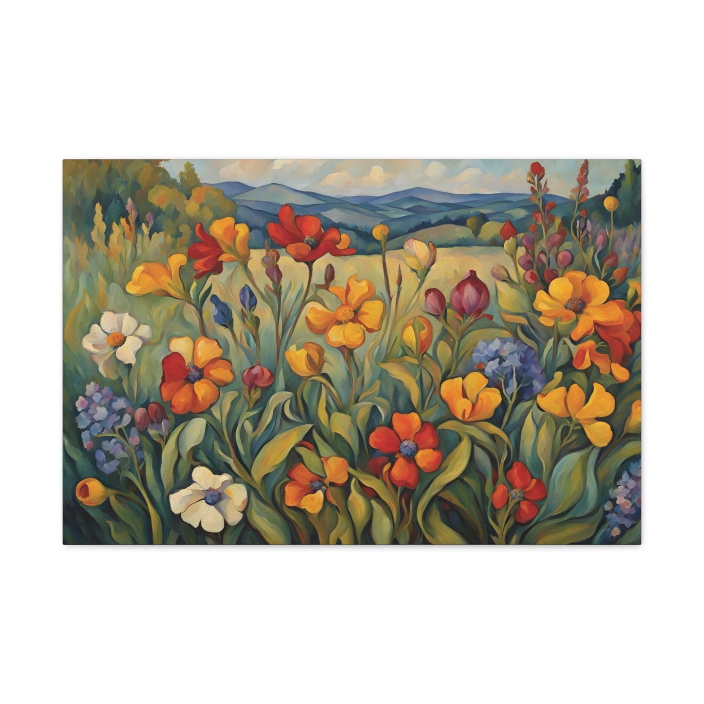 Meadow Wildflowers Canvas Gallery Wrap 30x20 Inch Wall Art Canvas