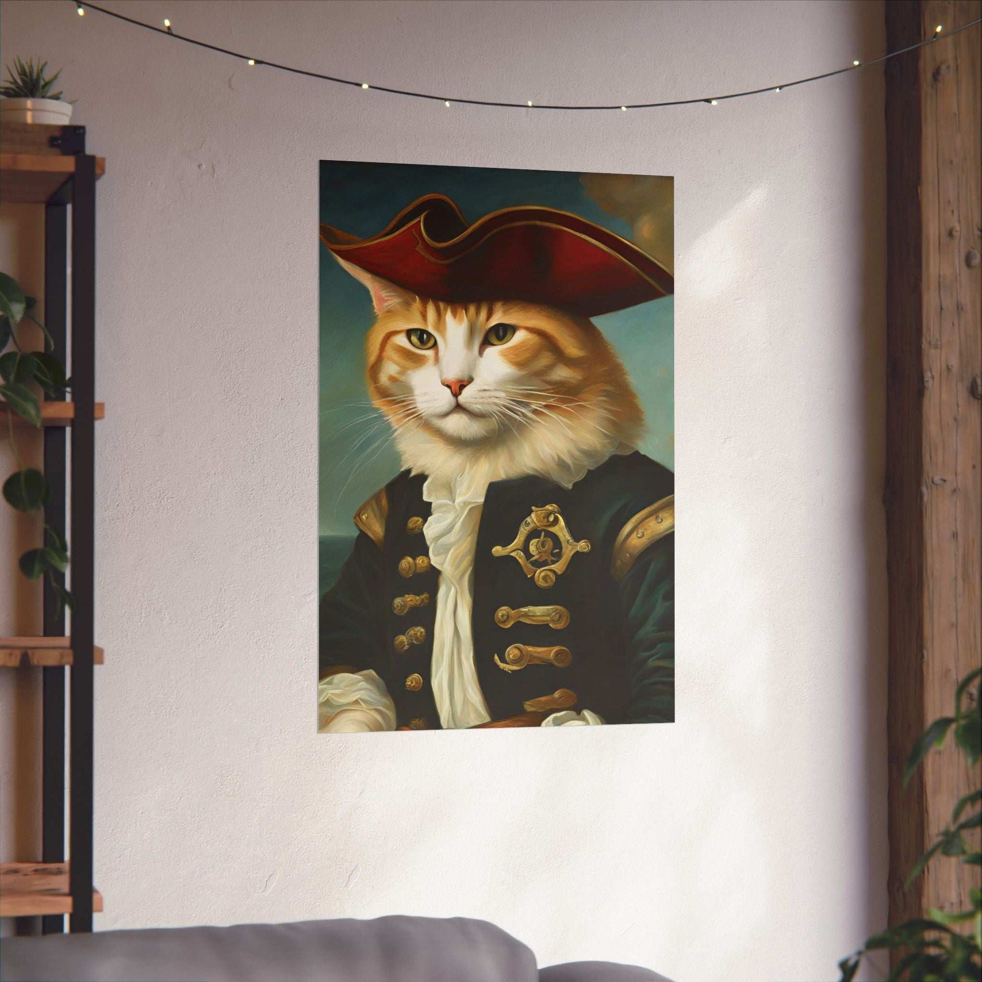 Captain Cat Matte Poster 24x36 Inches Cat Art Poster