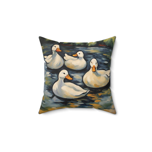 Ducks Art Faux Suede Square Throw Pillow for Couch Sofa Bed