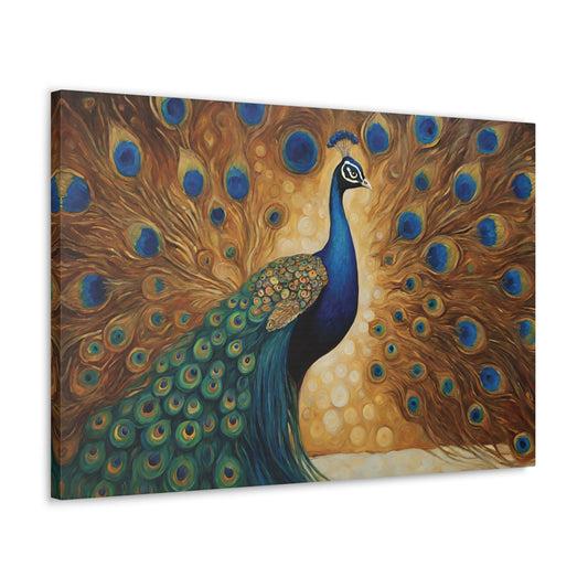 Peacock Modern Wall Art Canvas Print 30x20 Inch Canvas