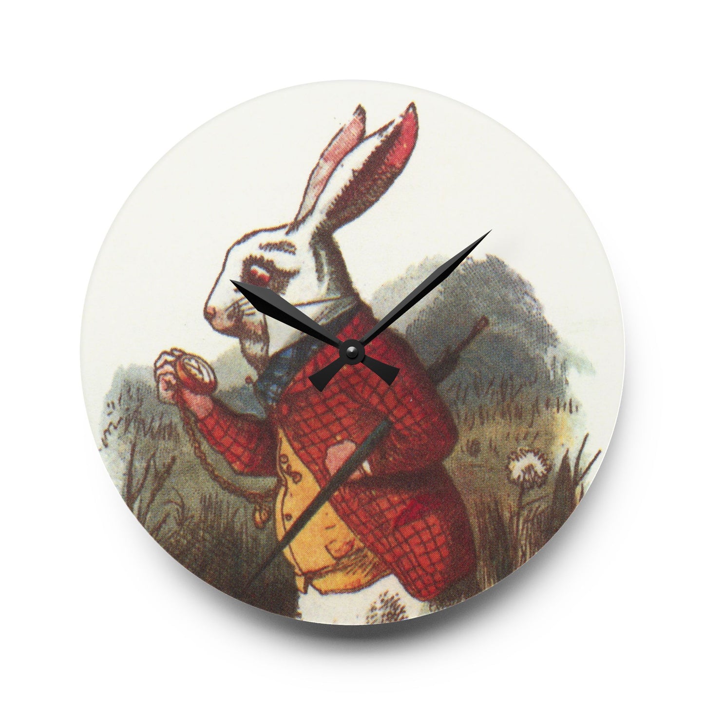 Acrylic Wall Clock White Rabbit I'm Late 10.75 Inches Home Decor 10.75'' × 10.75'' (Round)