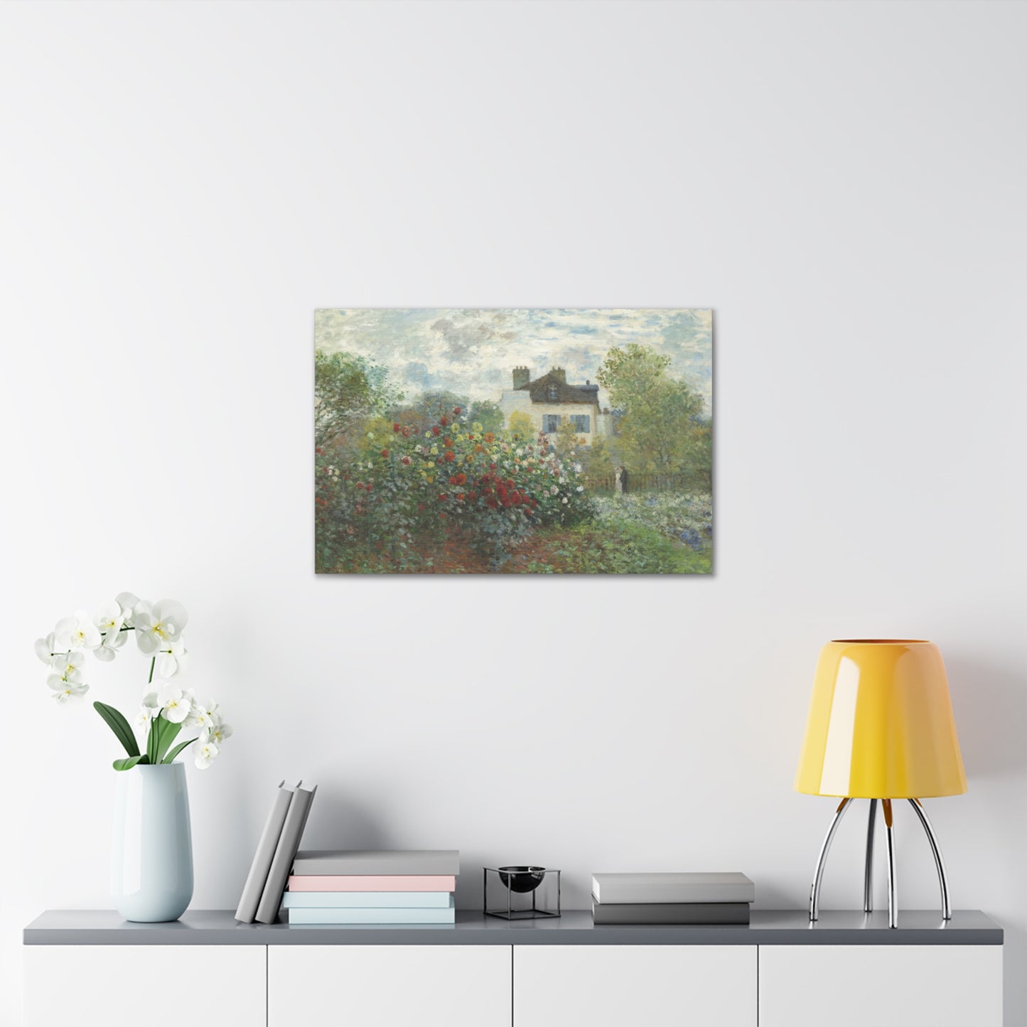 Monet's Artist Garden Canvas Gallery Wrap 30x20 Inch Wall Art Canvas