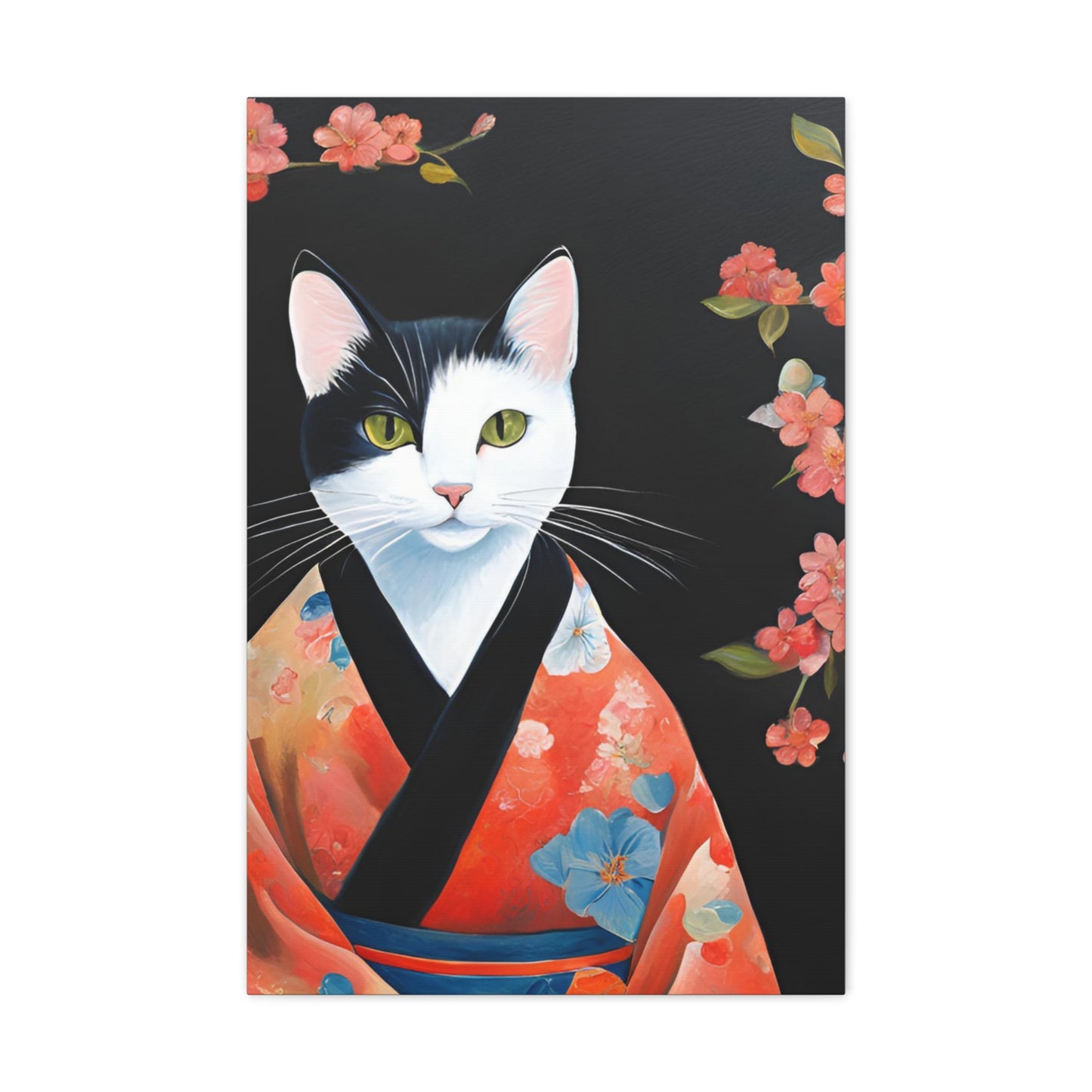 Kyoto Cat In Kimono 20x30 Inch Canvas Wall Art Gallery Wrap Canvas