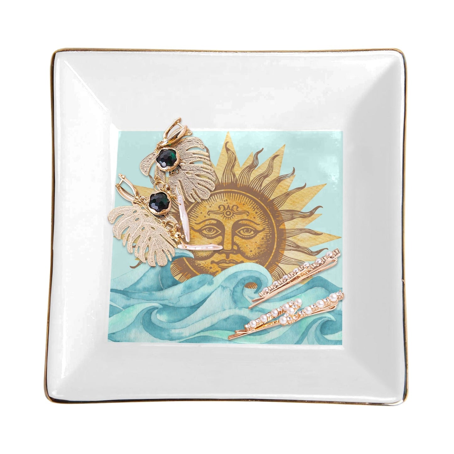 Sun And Sea Art Ceramic Jewelry Tray Jewelry Tray