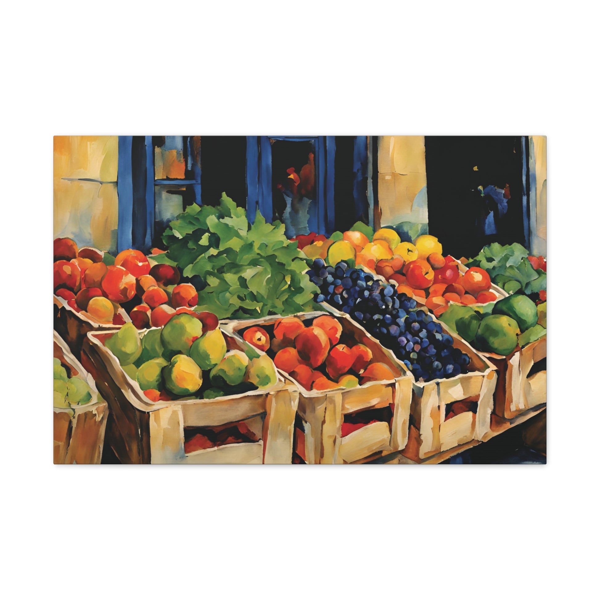 Farmer's Market Fruits Vegetables Canvas Print 30x20 Inch Wall Art Canvas