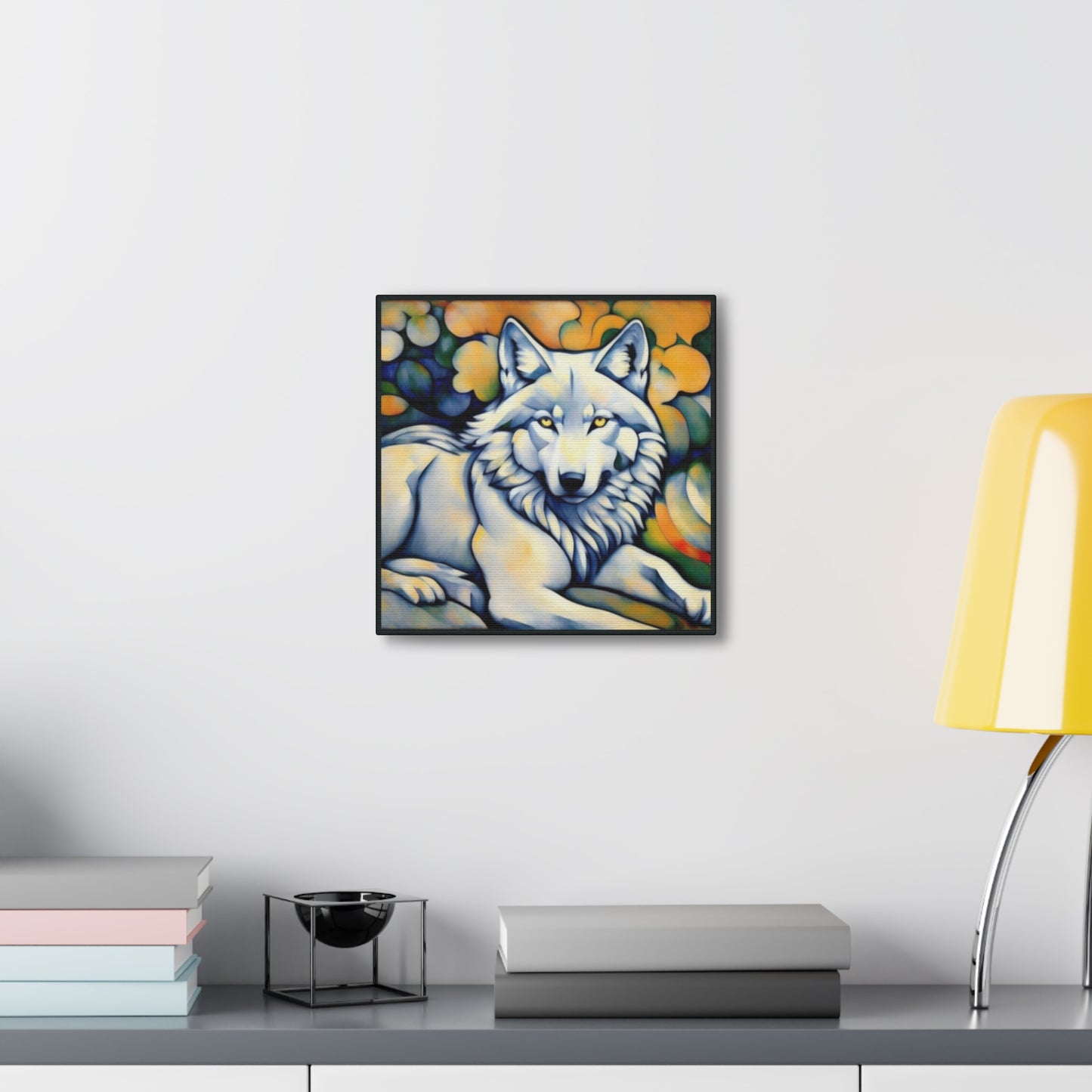 White Wolf Art Canvas Gallery Wrap 12x12 Inch