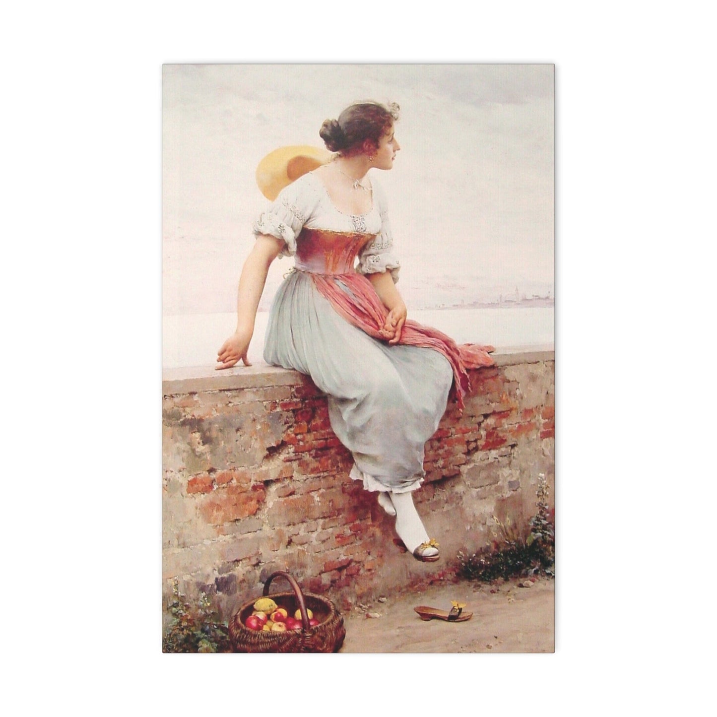 A Pensive Moment Eugene de Blaas Female Wall Art Canvas Print 30x20 Inch Canvas