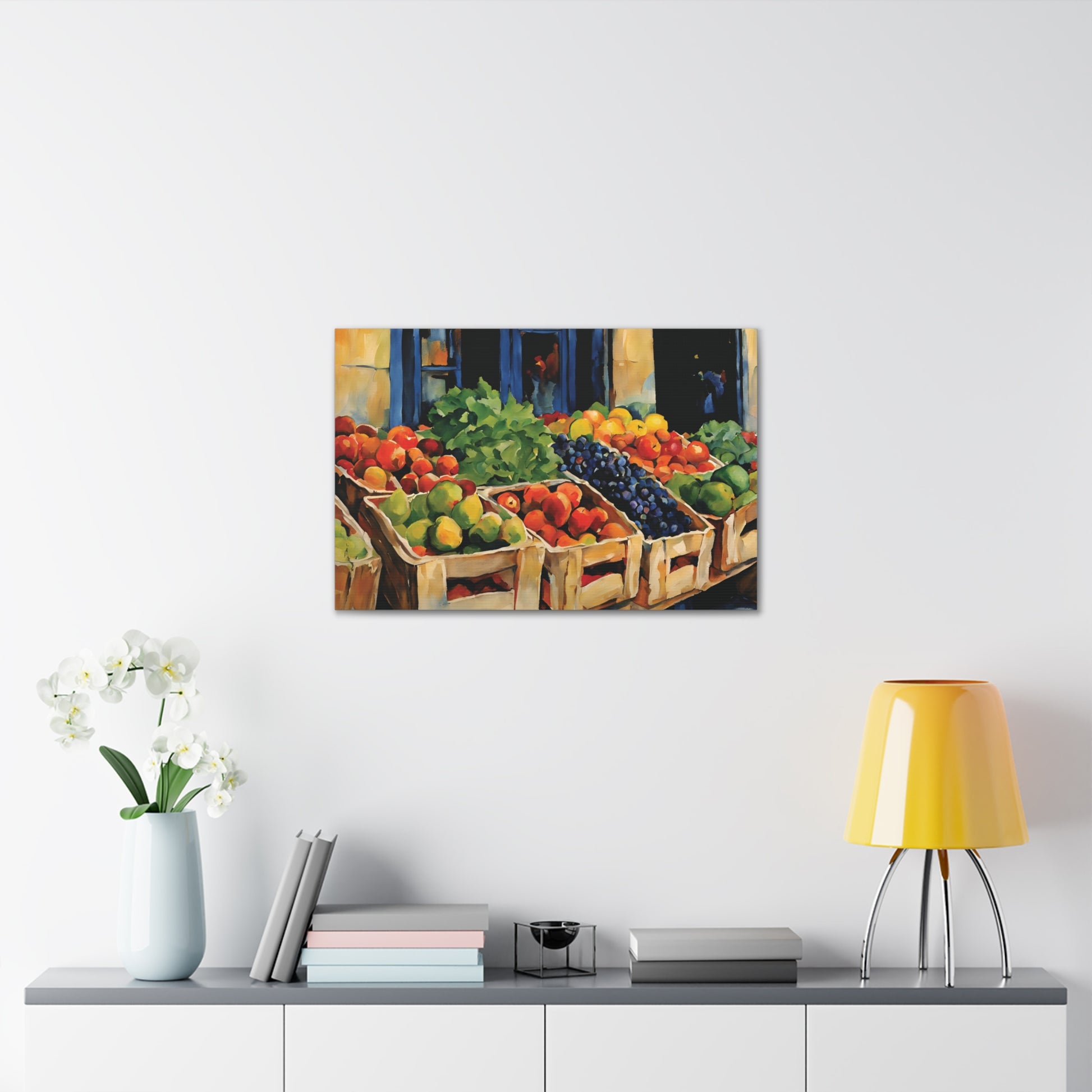 Farmer's Market Fruits Vegetables Canvas Print 30x20 Inch Wall Art Canvas