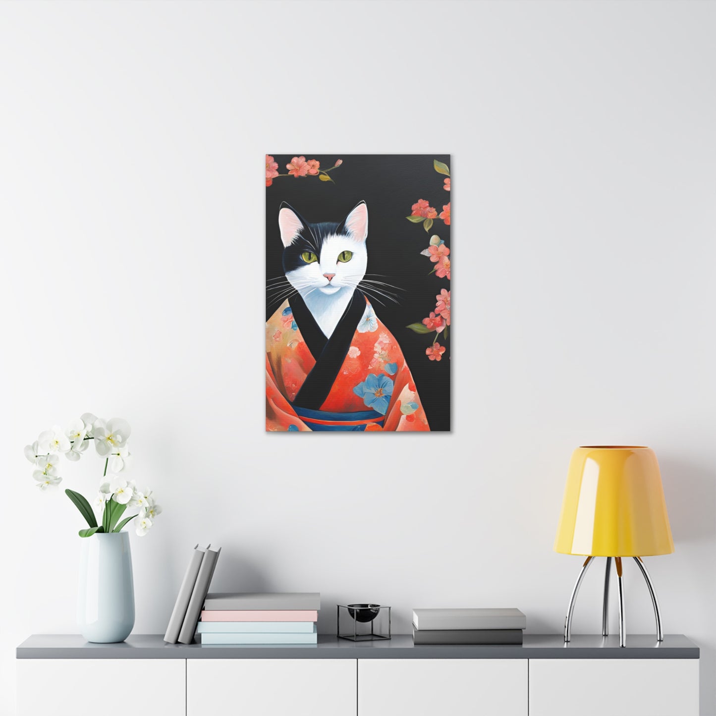 Kyoto Cat In Kimono 20x30 Inch Canvas Wall Art Gallery Wrap Canvas