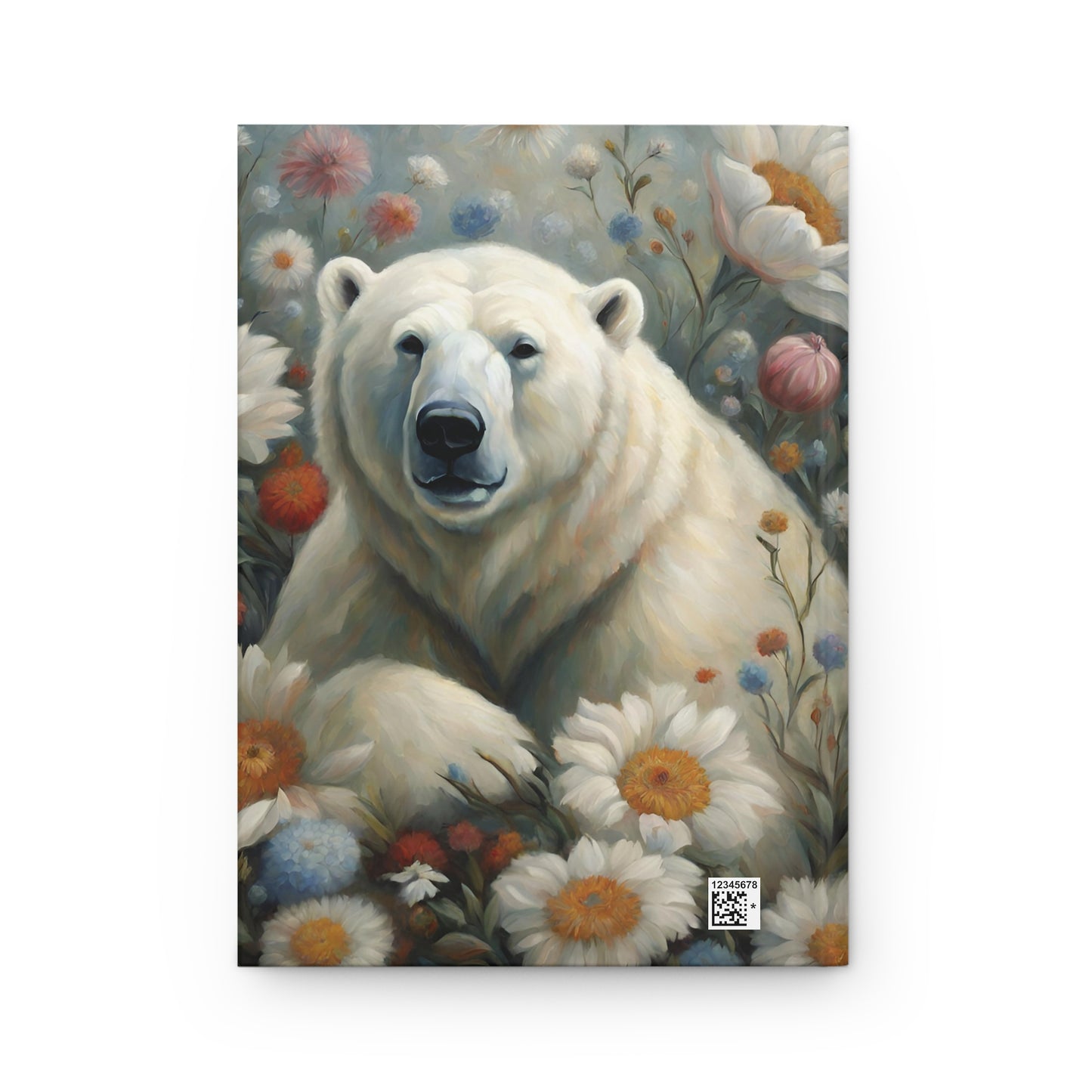 Polar Bear Flower Art Hardcover Journal Notebook Matte 75 Sheets 5.75x8 inches Paper products