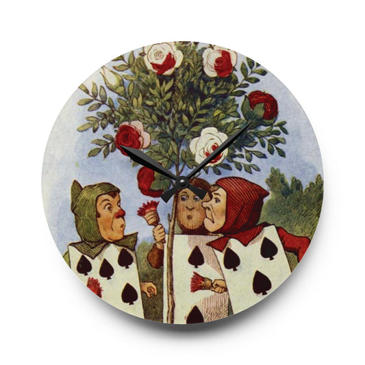 Acrylic Wall Clock Alice In Wonderland Queen Of Hearts Cards 10.75 Inches Home Decor 10.75'' × 10.75'' (Round)