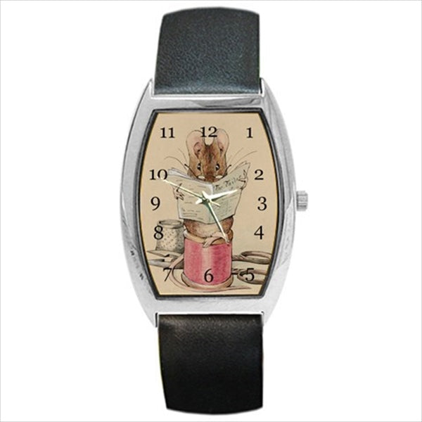 Tailor Mouse Watch Beatrix Potter Art Wristwatch Analog Barrel Shape Beatrix Potter Fictional Character Fictional Character Watch Mouse Storybook Tailor Mouse Unisex Watch Wristwatch Watches