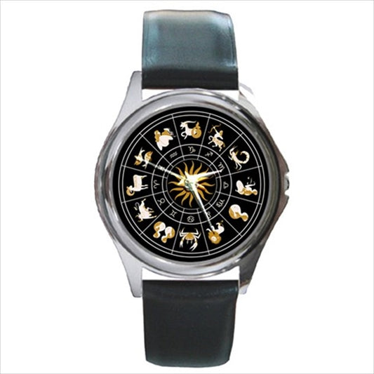 Horoscope Signs Art Watch Round Unisex Wristwatch Astrology Horoscope Round Watch Unisex Watch Wristwatch Watches