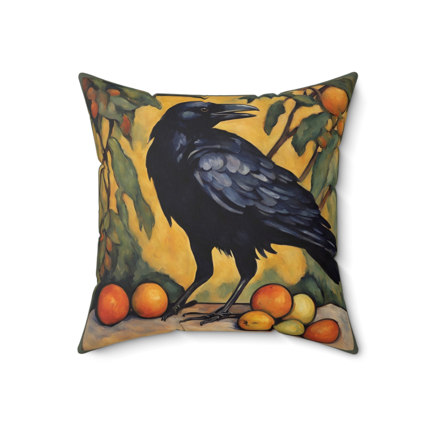 Crow Raven Art Faux Suede Square Throw Pillow for Couch Sofa Bed