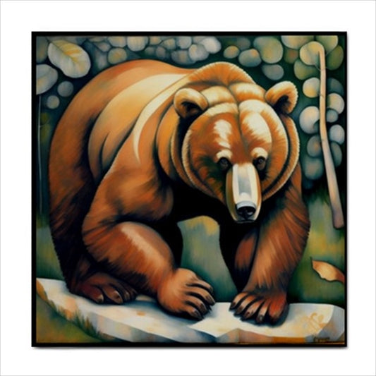 Grizzly Bear Art Nouveau Ceramic Tile 4.25 Inches Ceramic Tile