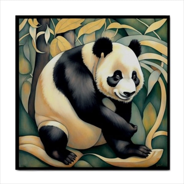 Panda Bear Art Nouveau Ceramic Tile 4.25 Inches Ceramic Tile