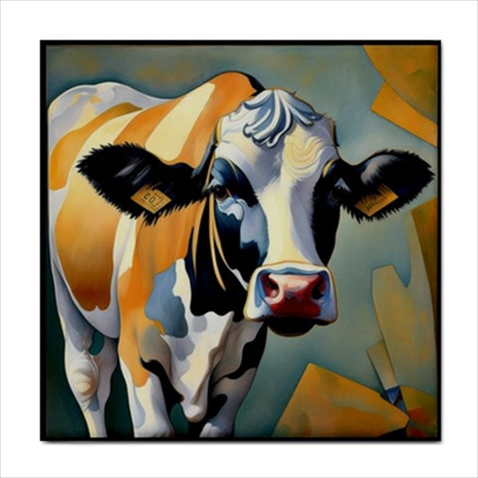 Cow Art Nouveau Ceramic Tile 4.25 Inches Ceramic Tile