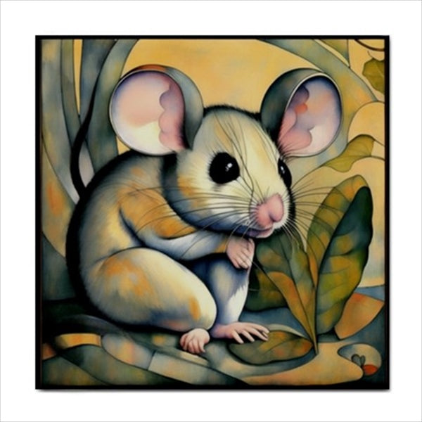 Mouse Art Nouveau Ceramic Tile 4.25 Inches Ceramic Tile