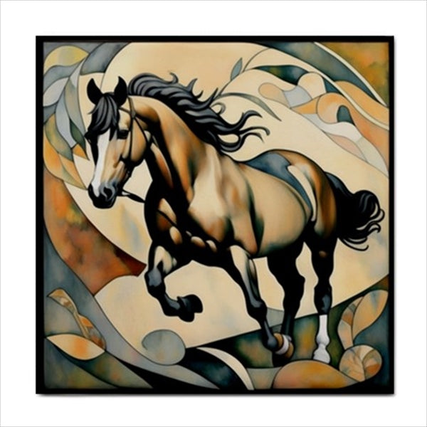 Horse Art Nouveau Ceramic Tile 4.25 Inches Ceramic Tile