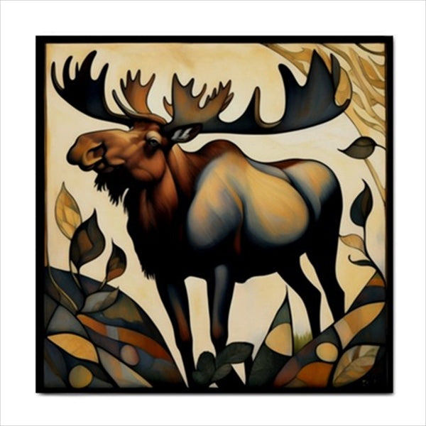 Moose Art Nouveau Ceramic Tile 4.25 Inches Ceramic Tile