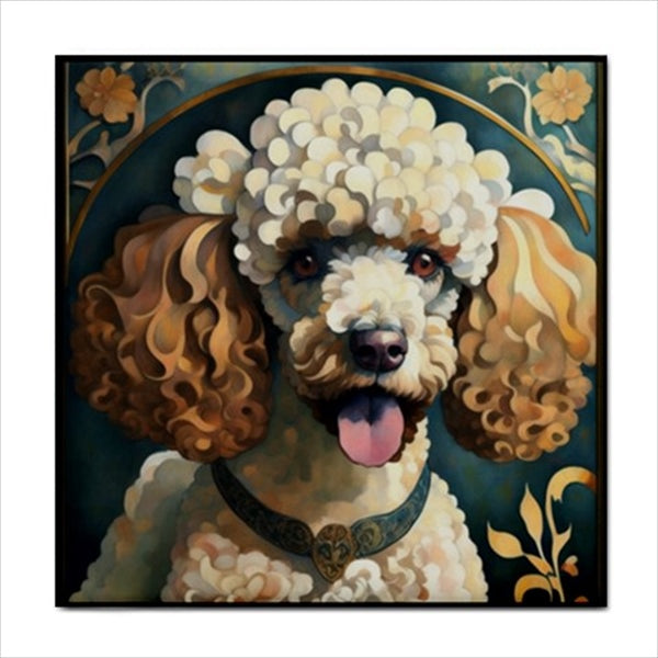 Poodle Dog Art Nouveau Ceramic Tile 4.25 Inches Ceramic Tile