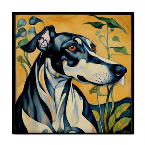 Greyhound Dog Art Nouveau Ceramic Tile 4.25 Inches Ceramic Tile