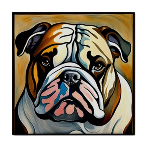 Bulldog Dog Art Nouveau Ceramic Tile 4.25 Inches Ceramic Tile