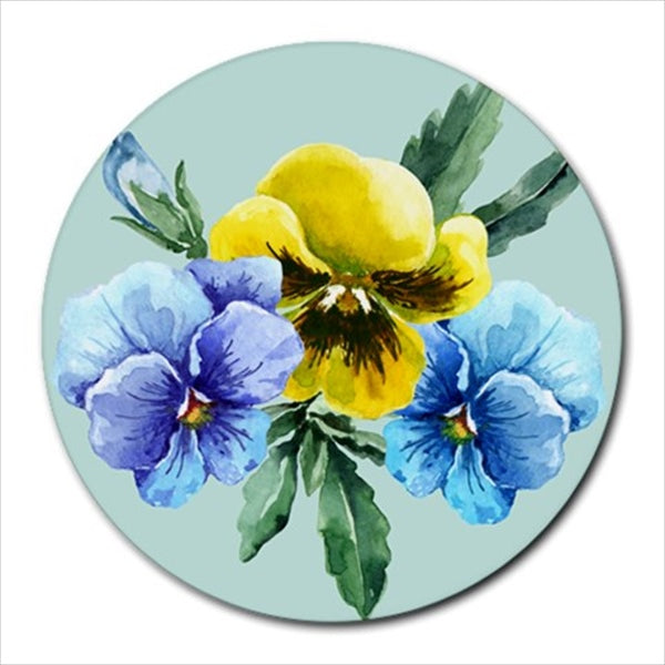 Pansy Pansies Flower Art Round Computer Mouse Pad