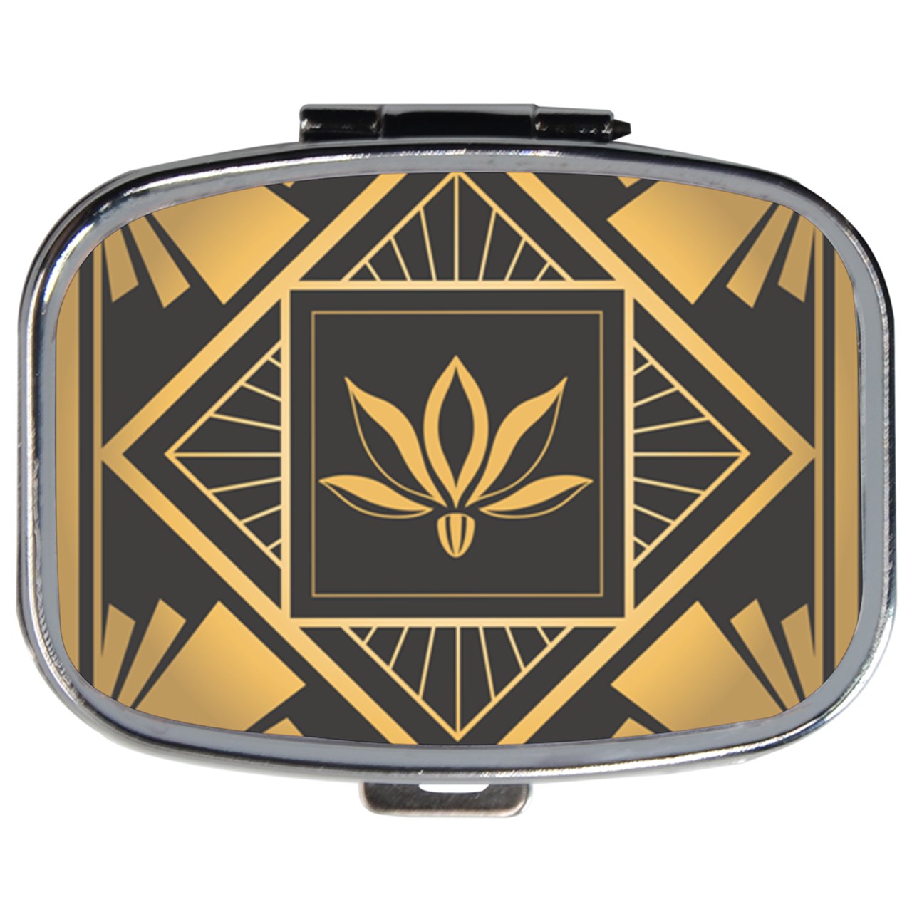 Art Deco Pattern Pill Box Medication Vitamin Travel Case Art Deco Case Medication Case Pattern Pill Box Travel Pillboxes