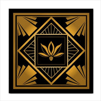 Art Deco Golden Black Pattern Square Ceramic Tile Backsplash Art