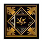 Art Deco Golden Black Pattern Square Ceramic Tile Backsplash Art