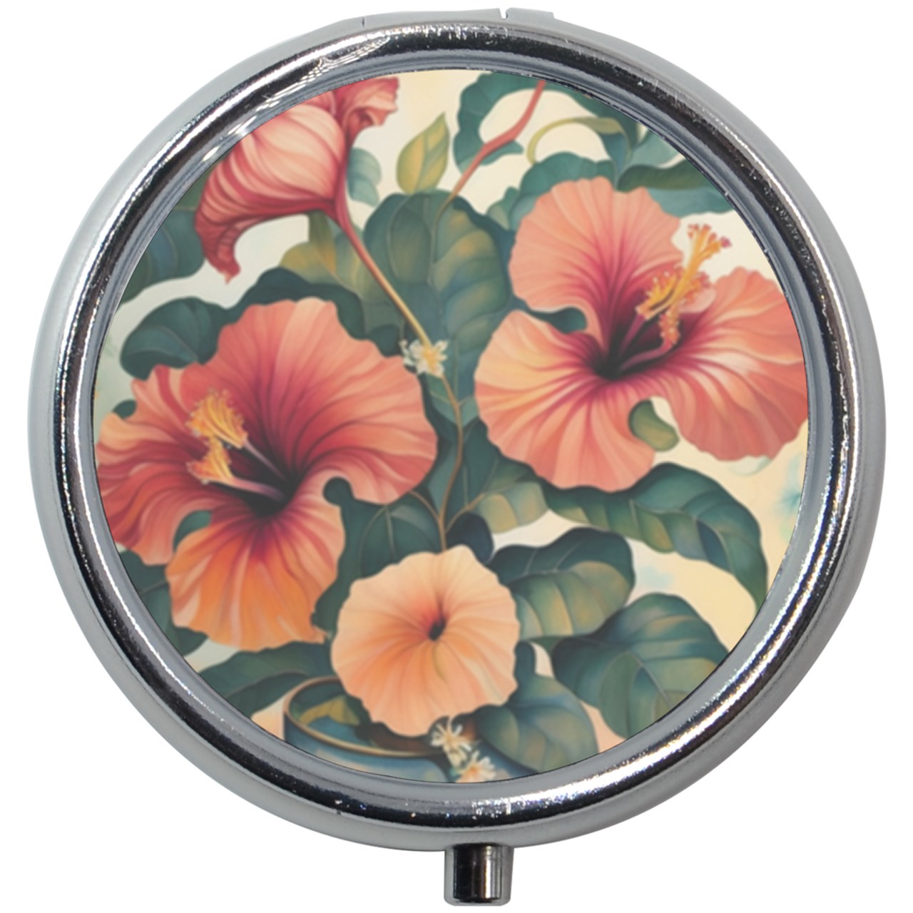 Hibiscus Flower Art Pill Box Medication Travel Case Case Flowers Hibiscus Medication Case Pill Box Travel Pillboxes