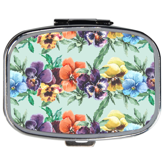 Pansies Flower Art Pill Box Medication Vitamin Travel Case Case Flower Flower Art Flowers Medication Case Pansies Pattern Pill Box Travel Pillboxes