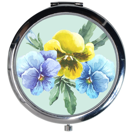 Pansies Flower Art Makeup Purse Mirror Compact Compact Compact Mirror Makeup Mirror Mirror Squirrel Face Mirrors