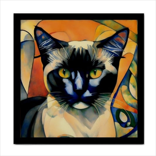 Siamese Cat Ceramic Tile Art Animal Animal Art Animal Tile Backsplash Cat Ceramic Ceramic Tile Feline Home Decor Siamese Cat Tile Ceramic Tile