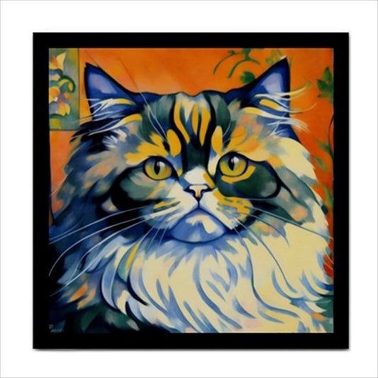 Persian Cat Ceramic Tile Art Animal Animal Art Animal Tile Backsplash Cat Ceramic Ceramic Tile Feline Home Decor Persian Cat Tile Ceramic Tile