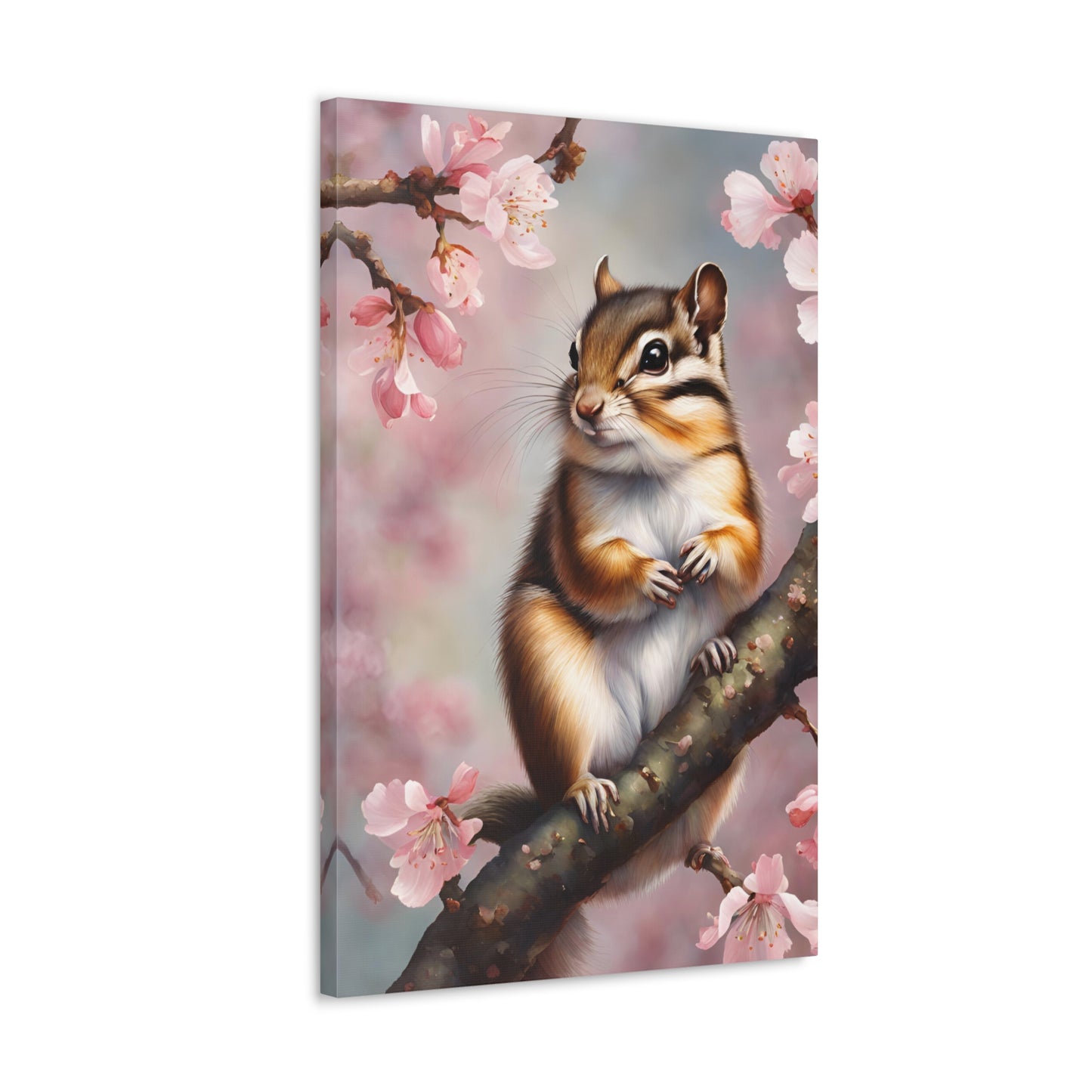 Chipmunk Cherry Blossoms Art 20x30 Inch Canvas Wall Gallery Wrap Canvas