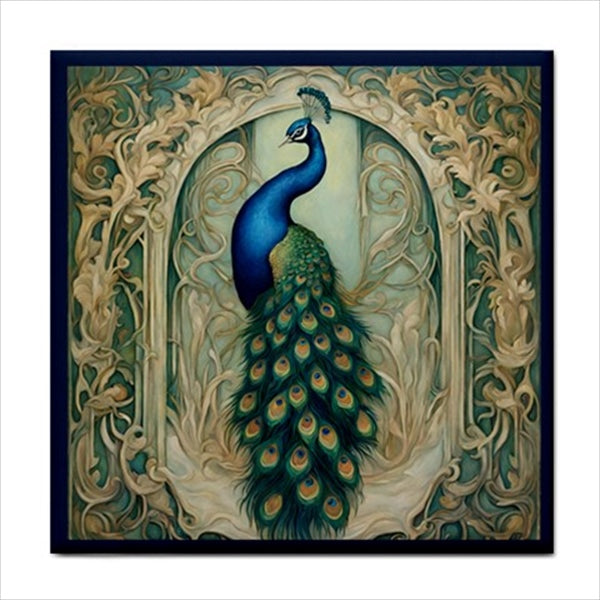 Peacock Art Nouveau Ceramic Tile Set Of 4 Decorative Backsplash Tiles Art Art Nouveau Backsplash Ceramic Ceramic Tile Set Home Decor Peacock Tile Ceramic Tile Set