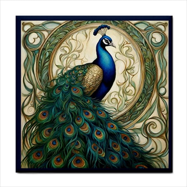 Peacock Art Nouveau Ceramic Tile Set Of 4 Decorative Backsplash Tiles Art Art Nouveau Backsplash Ceramic Ceramic Tile Set Home Decor Peacock Tile Ceramic Tile Set