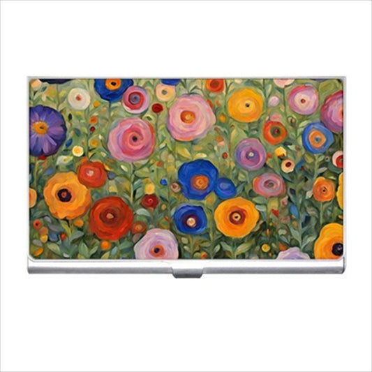 Colorful Flower Art Business Bank Card Case Art Business Card Holder Art Nouveau Bank Card Business Card Business Card Holder Case Credit Card Floral Floral Pattern Flowers Business Card Holder