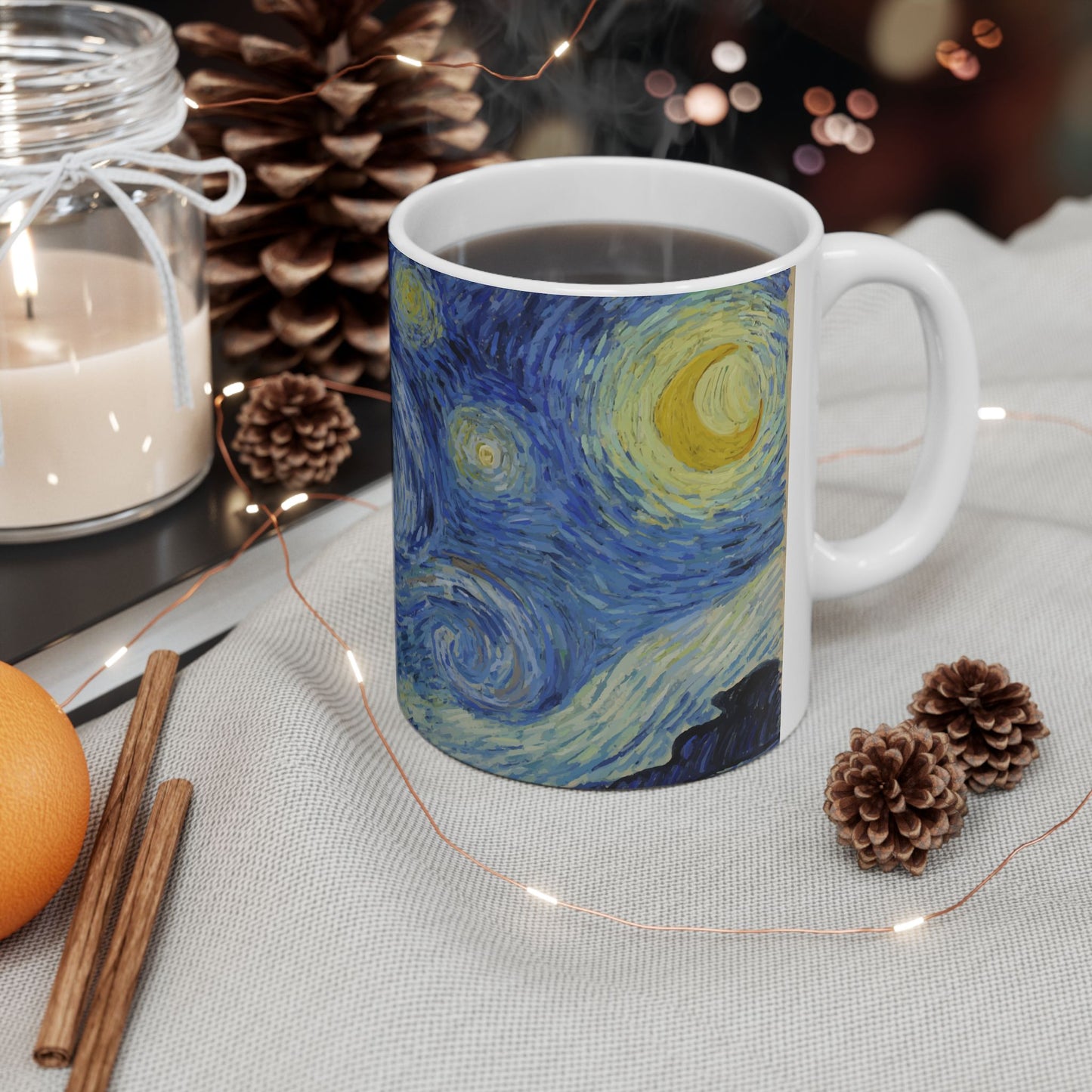 Starry Night Vincent Van Gogh Art Ceramic Coffee Mug 11oz 11oz Coffee Mugs Holiday Picks Home & Living Kitchen mug Mugs Sublimation White base Mug